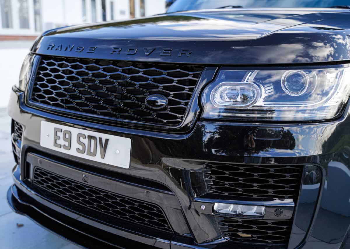 Black Range Rover Autobiography front closeup