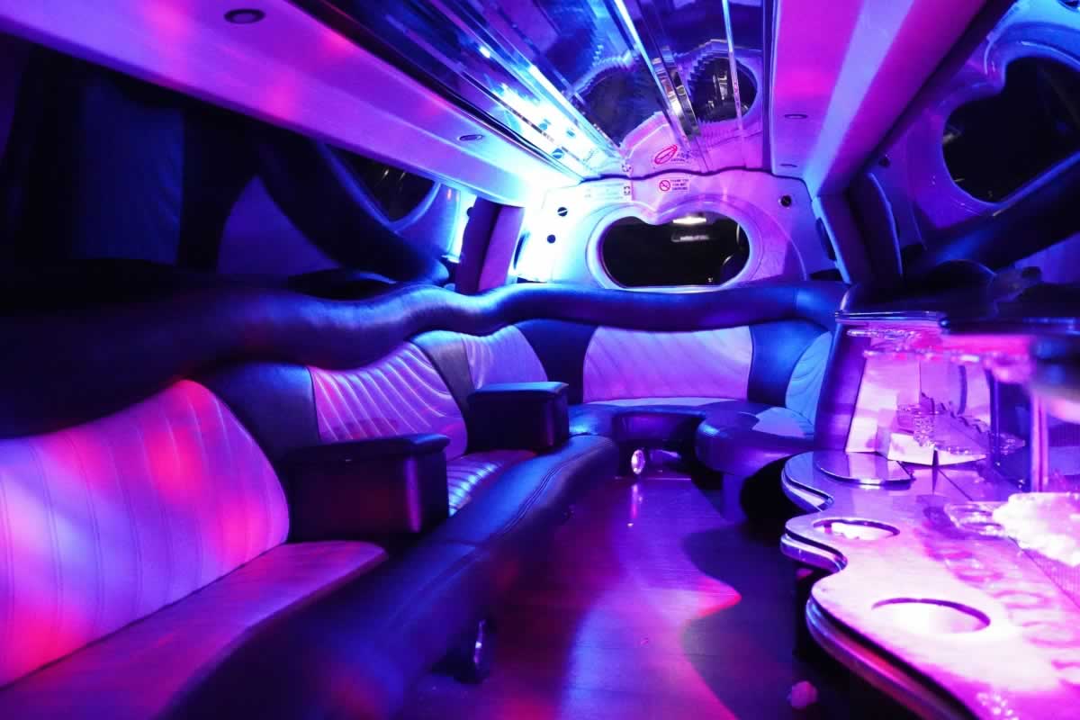 Range Rover limo interior seating and LED lighting
