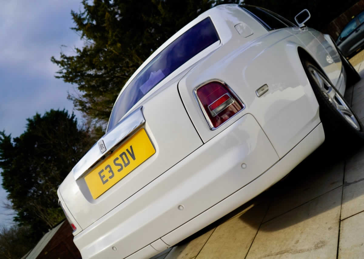 White Rolls-Royce Phantom Series I rear view